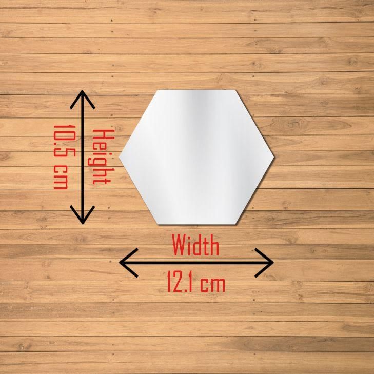 WallDaddy Mirror Stickers For Wall Pack Of 40 Hexagon Silver Color Flexible Mirror Size (10x12)Cm Each Hexagon